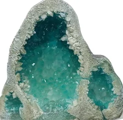 Exotic Environments Glow In The Dark Geode Stone Resin Aquatics Decoration - Blue - Small