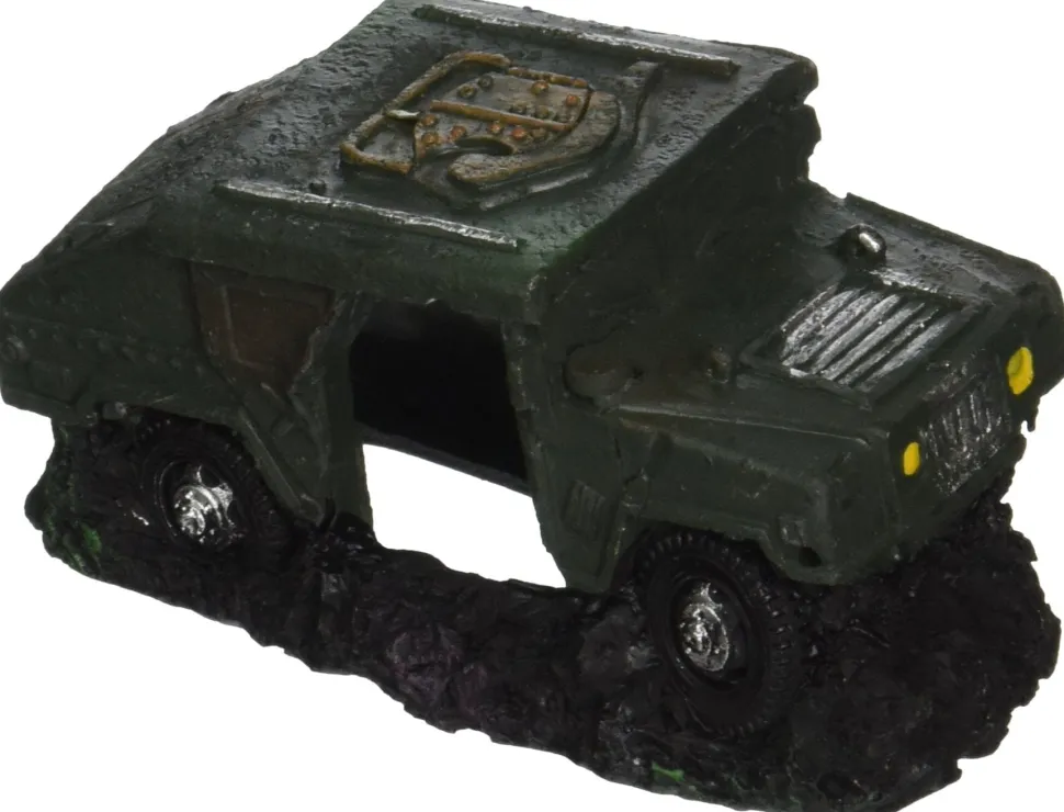 Exotic Environments Humvee with Cave Resin Aquatics Decoration - Green - Small