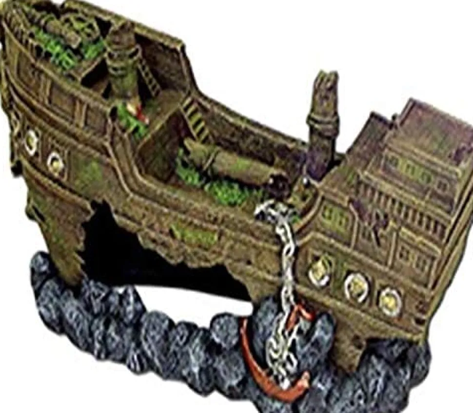 Exotic Environments Jumbo Shipwreck Resin Aquatics Decoration - Gray - Jumbo