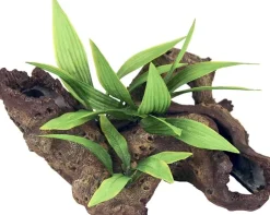 Exotic Environments Mopani Wood with Silk Style Plant Resin Aquatics Decoration - Green/Brown - Large