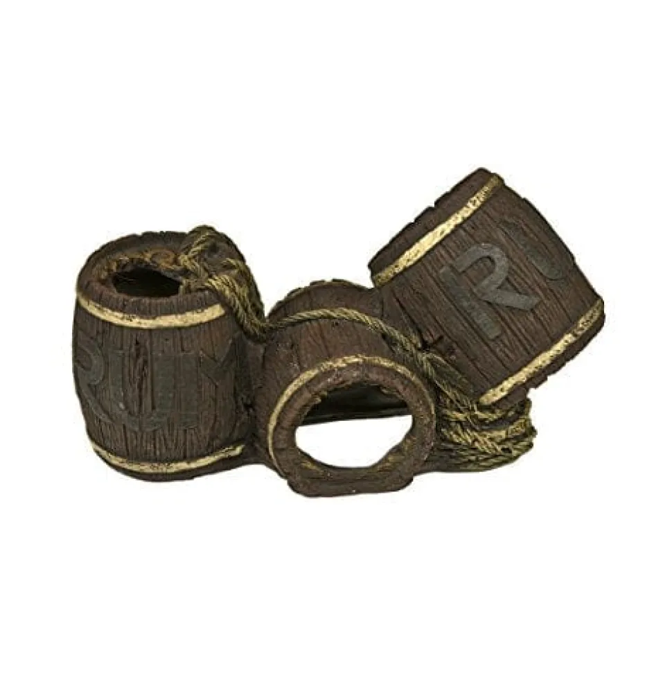 Exotic Environments Rum Barrel Swim Through Resin Aquatics Decoration - Brown - Small