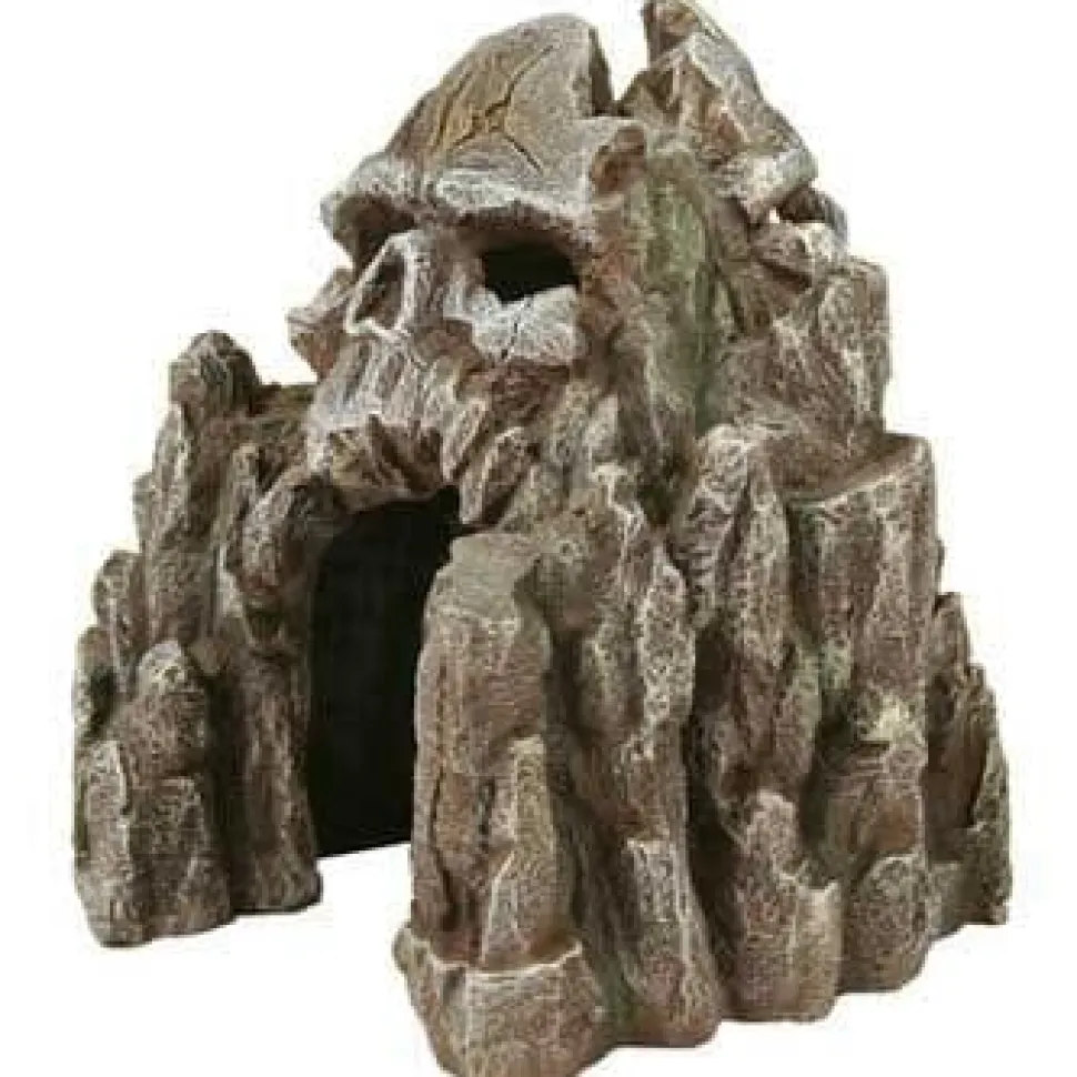 Exotic Environments Skull Mountain Resin Aquatics Decoration - Gray - Small