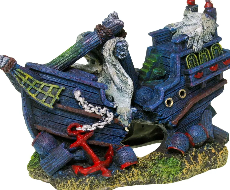 Exotic Environments Sunken Shipwreck Resin Aquatics Decoration - Multi - Medium