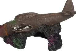 Exotic Environments Sunken Wwii Plane with Cave Resin Aquatics Decoration - Brown