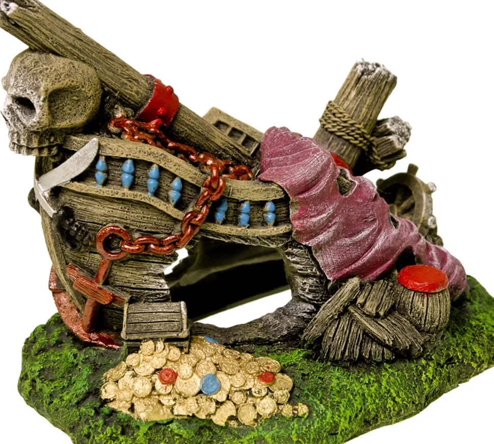 Exotic Environments Sunken Ships Bow Resin Aquatics Decoration - Green/Brown - Medium