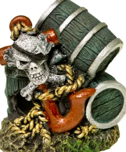 Exotic Environments Sunken Anchor with Barrel Resin Aquatics Decoration - Brown - Extra Small