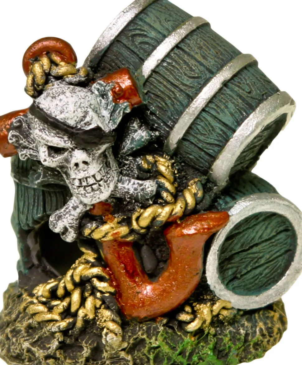 Exotic Environments Sunken Anchor with Barrel Resin Aquatics Decoration - Brown - Extra Small