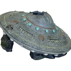 Exotic Environments Ufo Crash Cave Resin Aquatics Decoration - Silver - Jumbo