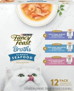 Fancy Feast Classic Collection Broths Variety Pack Supplemental Cat Food Pouches