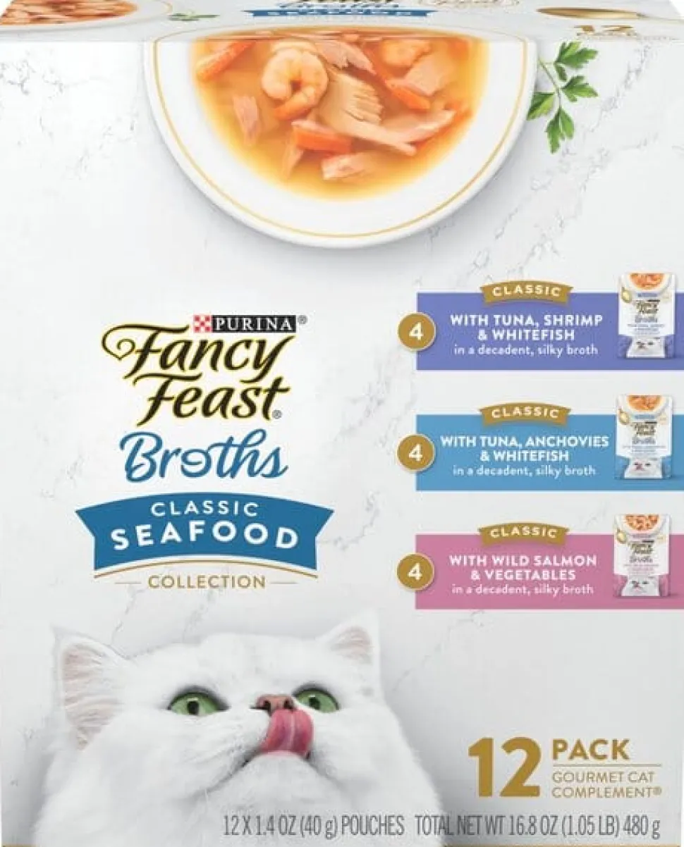 Fancy Feast Classic Collection Broths Variety Pack Supplemental Cat Food Pouches