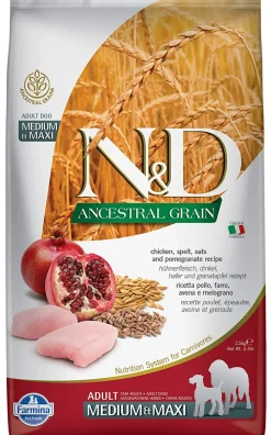 Farmina Ancestral Grain Chicken & Pomegranate Adult Medium and Maxi Dry Dog Food - 5.5 lb Bag