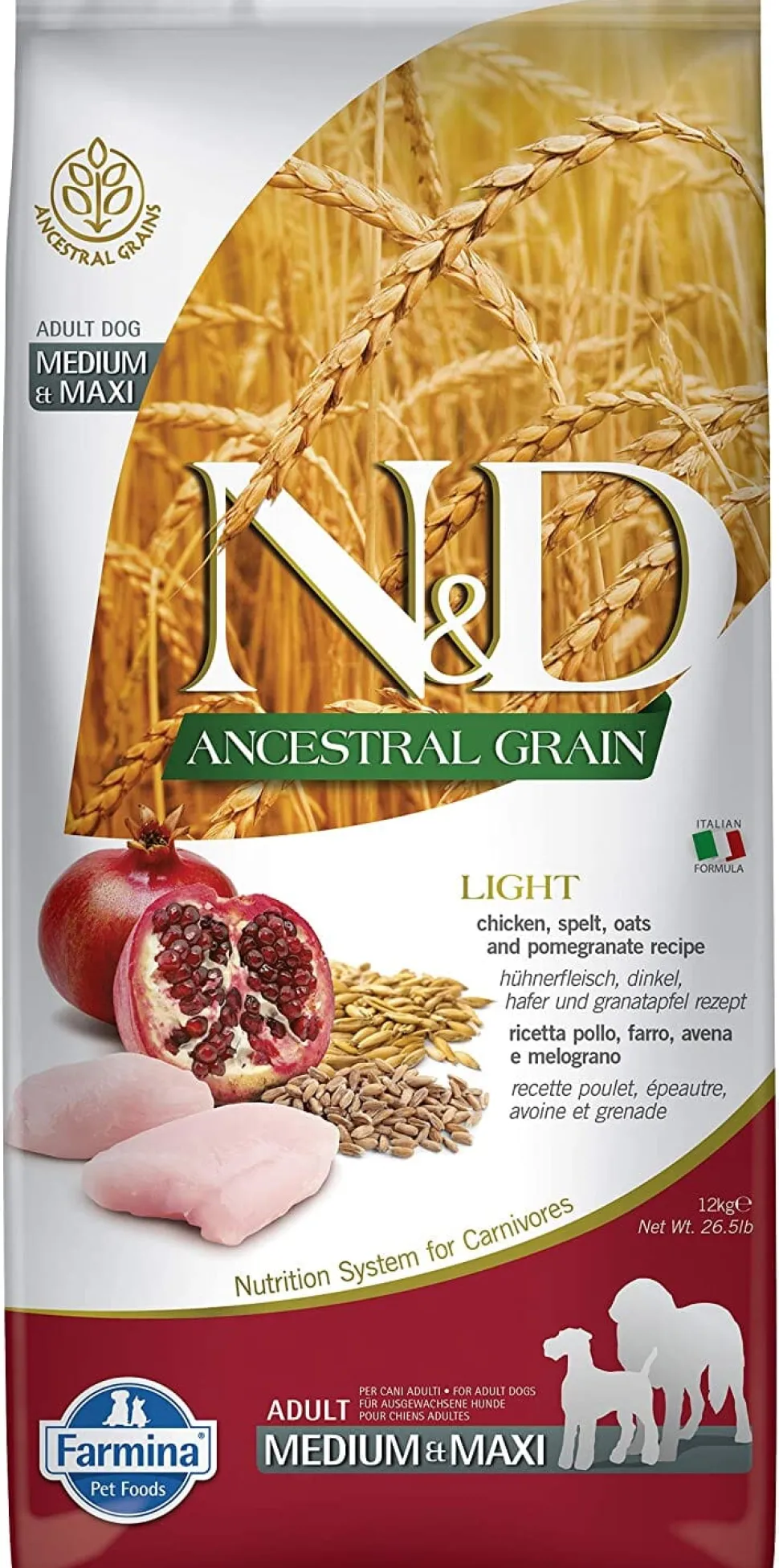 Farmina Ancestral Grain Chicken & Pomegranate Light Dry Dog Food - 26.4 Lbs