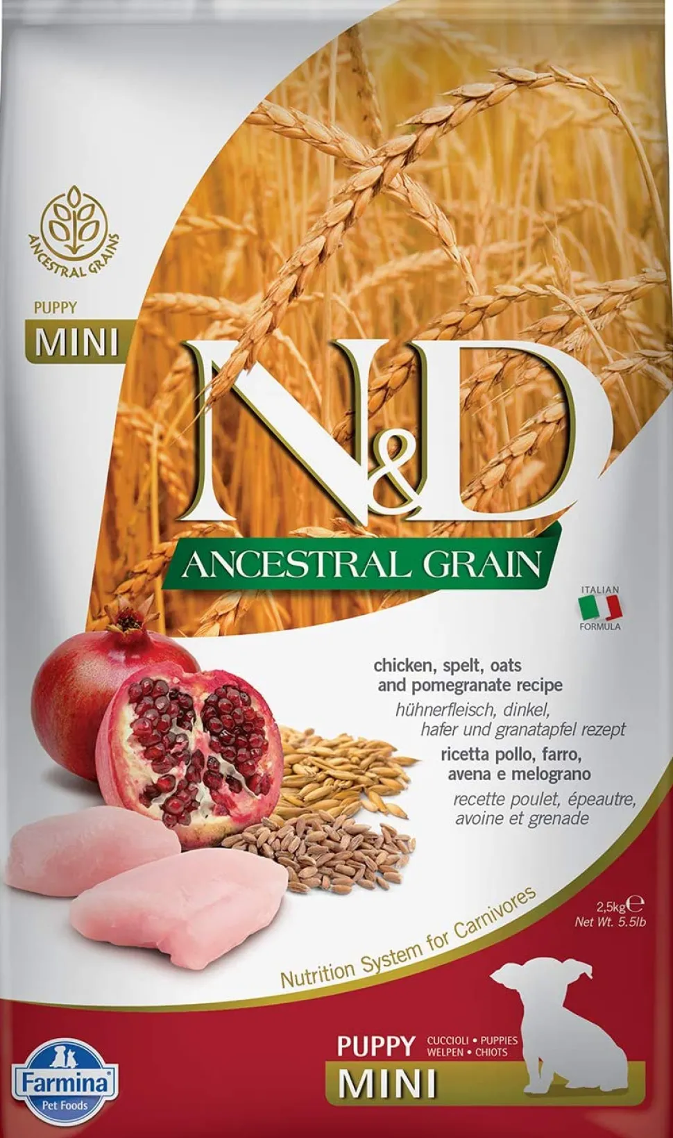 Farmina Ancestral Grain Chicken & Pomegranate Mini Puppy Dry Dog Food - 5.5 lb Bag