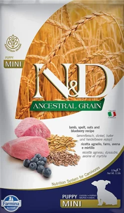 Farmina Ancestral Grain Lamb & Blueberry MINI Puppy Dry Dog Food - 5.5 Lbs