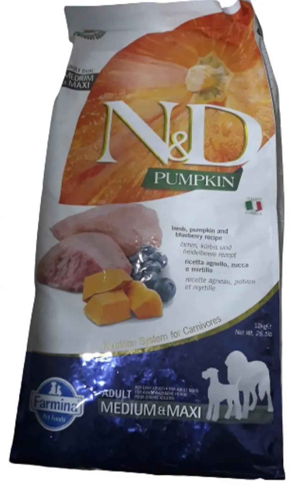 Farmina Grain-Free Pumpkin Lamb & Blueberry Adult Medium and Maxi Dry Dog Food - 26.4 lb Bag