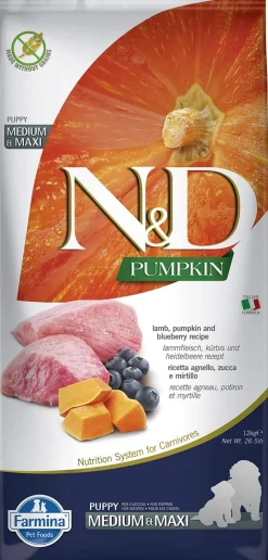 Farmina Grain-Free Pumpkin Lamb & Blueberry Puppy Medium and Maxi Dry Dog Food - 26.4 lb Bag