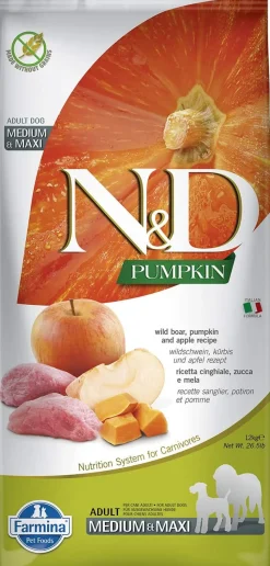 Farmina Grain-Free Pumpkin Boar & Apple Adult Medium and Maxi Dry Dog Food - 26.4 lb Bag