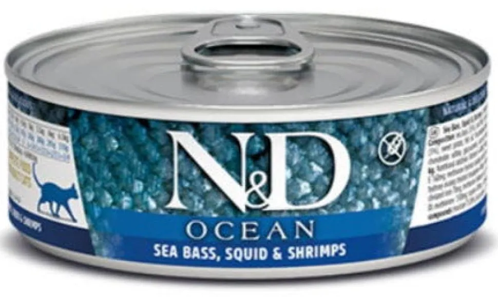 Farmina N&D Ocean Sea Bass, Squid & Shrimp Canned Cat Food - 2.8 oz - Case of 12