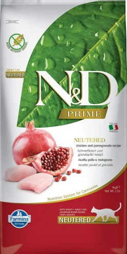 Farmina N&D Prime Chicken & Pomegranante Adult Neutered Dry Cat Food - 11 lb Bag