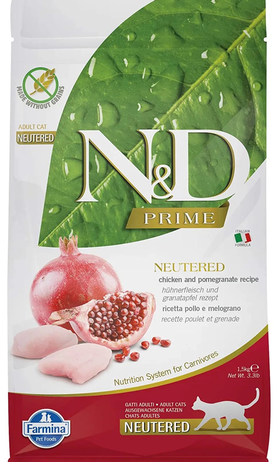 Farmina N&D Prime Chicken & Pomegranante Adult Neutered Dry Cat Food - 3.3 lb Bag