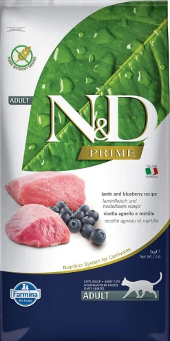 Farmina N&D Prime Lamb & Blueberry Dry Cat Food - 11 lb Bag