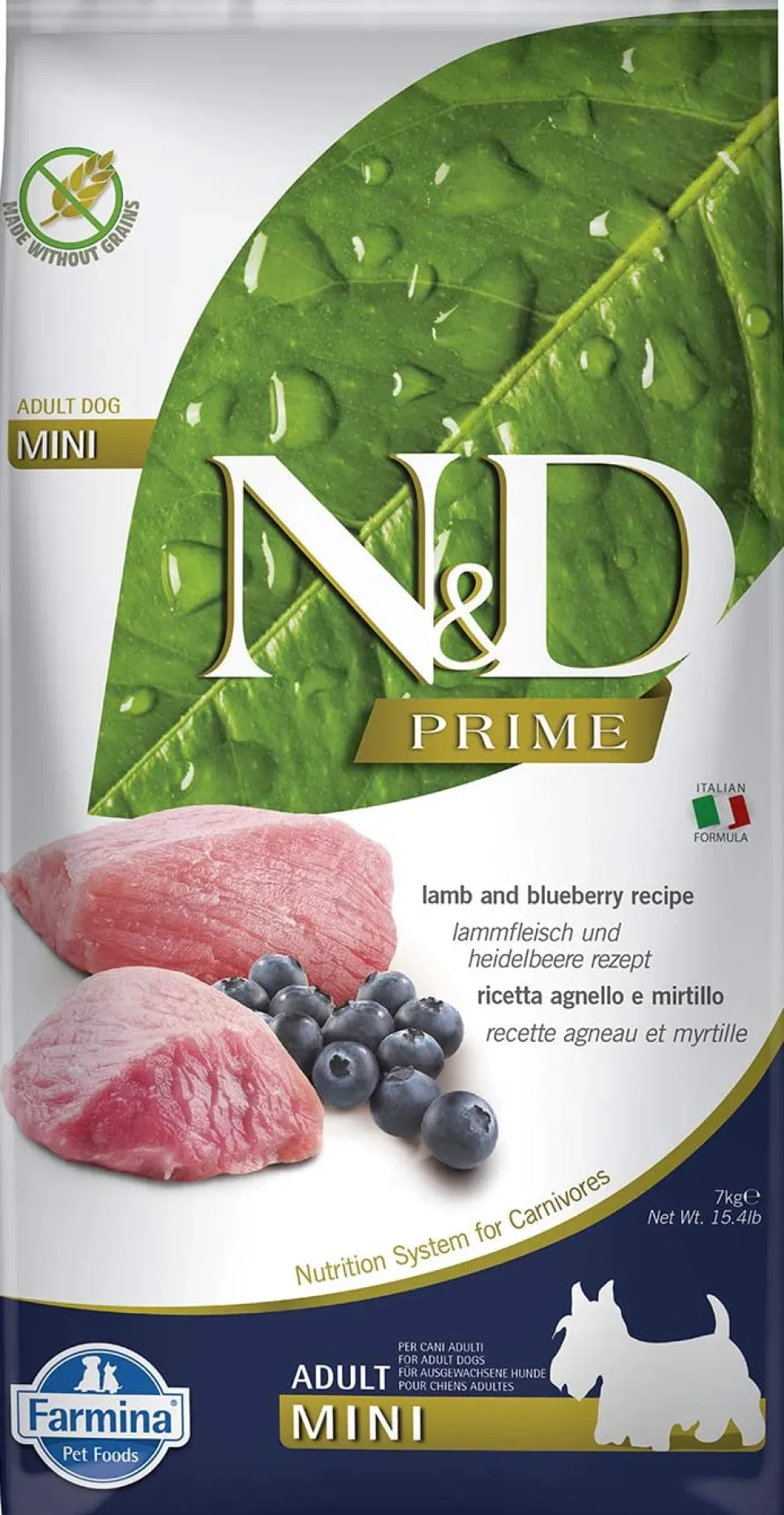 Farmina N&D Prime Lamb & Blueberry Mini Adult Dry Dog Food - 15.4 lb Bag