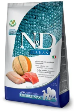 Farmina N&D Prime Ocean Salmon, Cod & Cantaloupe Medium and Maxi Dry Dog Food - 5.5 lb Bag