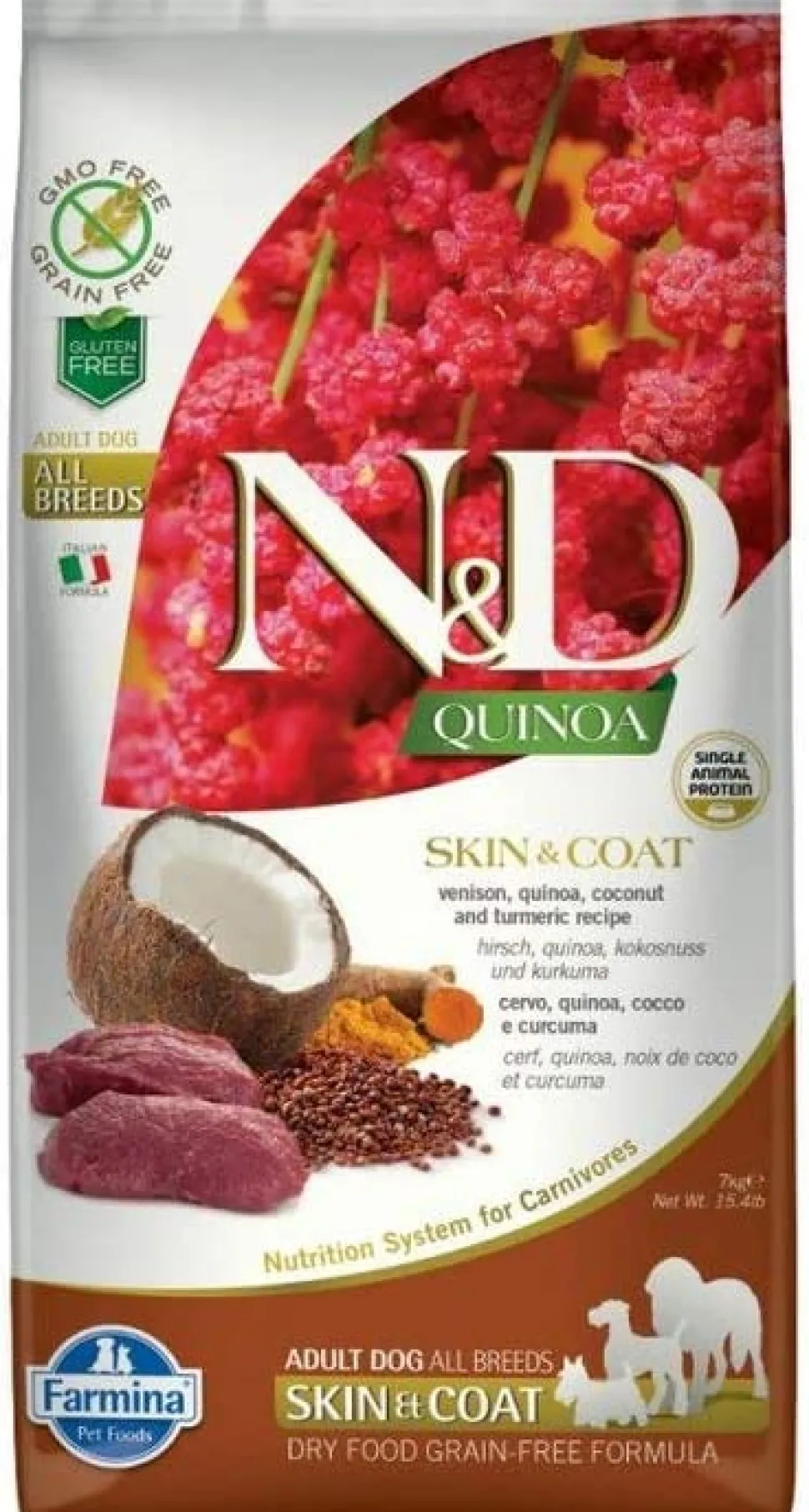 Farmina N&D Quinoa Skin & Coat Venison Dry Dog Food - 15.4 lb Bag