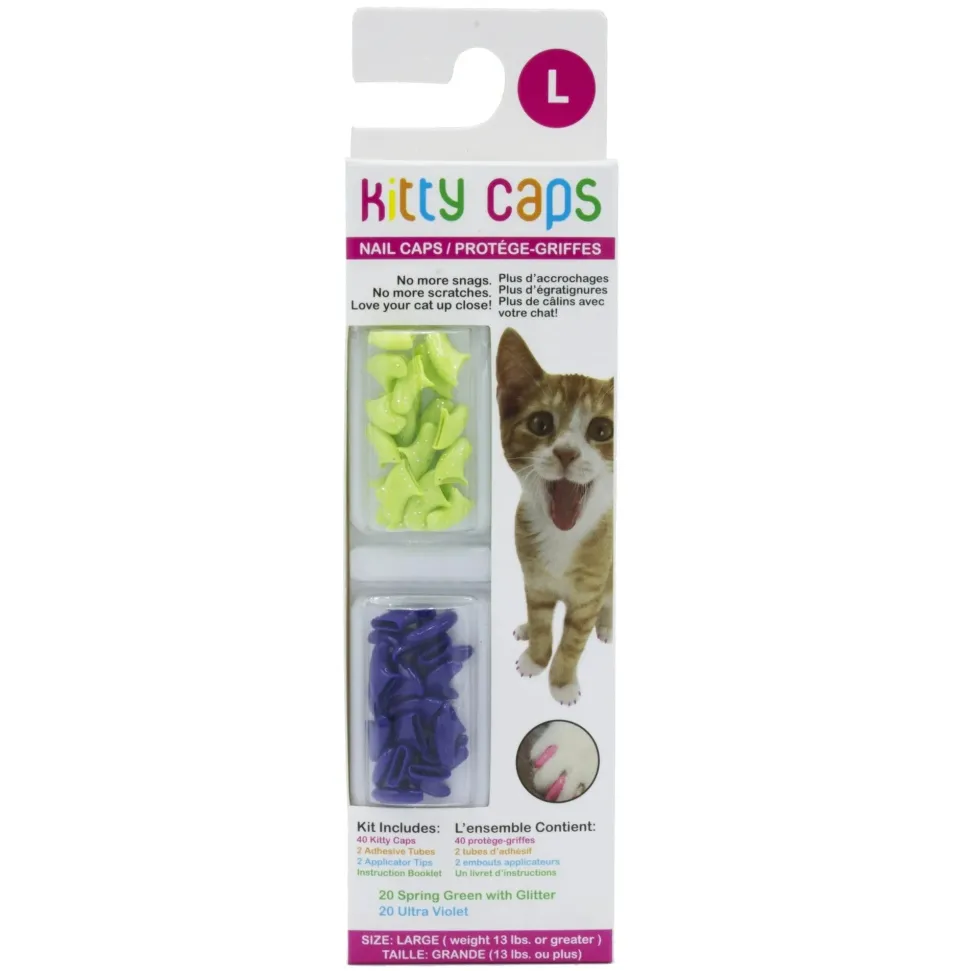 Fetch for Pets Kitty Anti-Scratching Cat Rubber Nail Tip Covers - Green/Glitter - Large - 40 Count