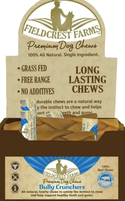 Fieldcrest Farms Bully Crunchers Braid Beef Dog Bully Sticks and Natural Chews - Beef - 6 In - 20 Pack