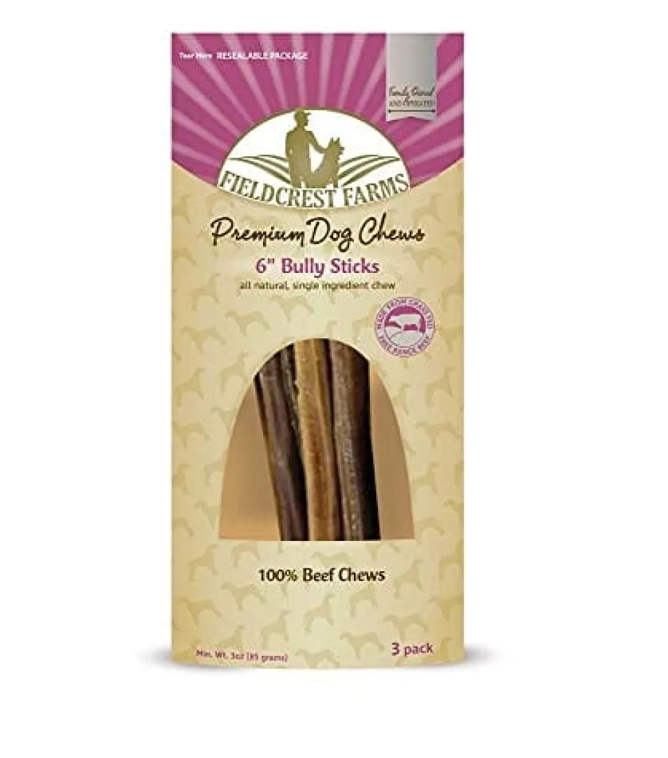 Fieldcrest Farms Bully Sticks and Natural Chews - 6 In - 3 Pack