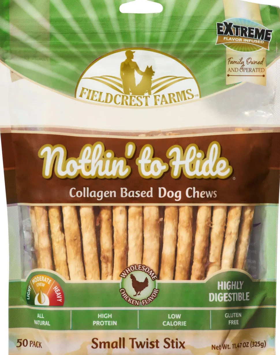 Fieldcrest Farms Nothin' To Hide Rawhide Alternative Twist Stix Natural Dog Chews - Chicken - 50 Pack