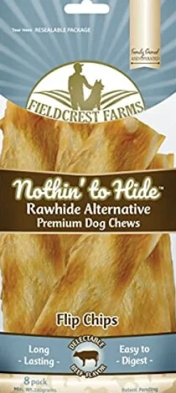 Fieldcrest Farms Nothin' To Hide Rawhide Alternative Flip Chips Natural Dog Chews - Beef - 8 Pack