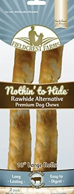 Fieldcrest Farms Nothin' To Hide Rawhide Alternative Rolls Natural Dog Chews - Beef - 10 In - 2 Pack