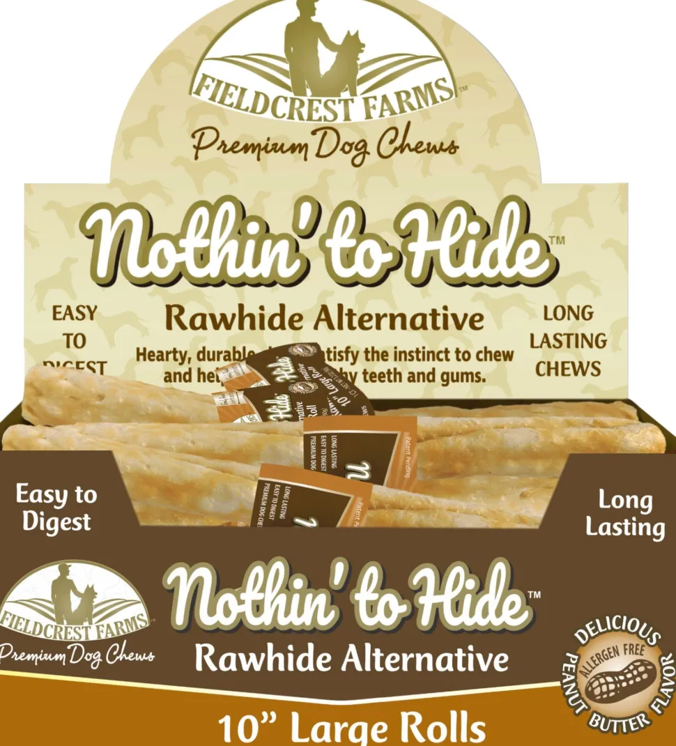 Fieldcrest Farms Nothin' To Hide Rawhide Alternative Rolls Natural Dog Chews - Peanut Butter - 10 In - 24 Pack