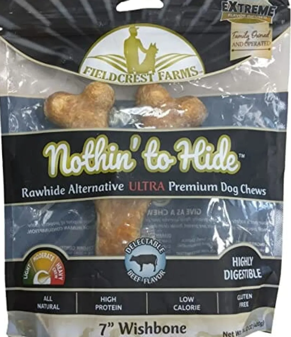 Fieldcrest Farms Nothin' To Hide Ultra Wishbone Natural Dog Chews - Beef - 7 In