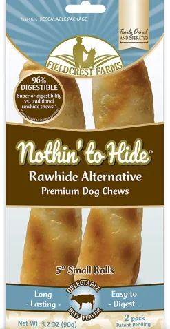 Fieldcrest Farms Nothin' To Hide Rawhide Alternative Rolls Natural Dog Chews - Beef - 5 In - 2 Pack