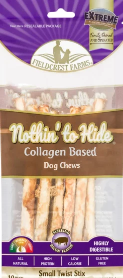 Fieldcrest Farms Nothin' To Hide Rawhide Alternative Twist Stix Natural Dog Chews - Bacon - 10 Pack