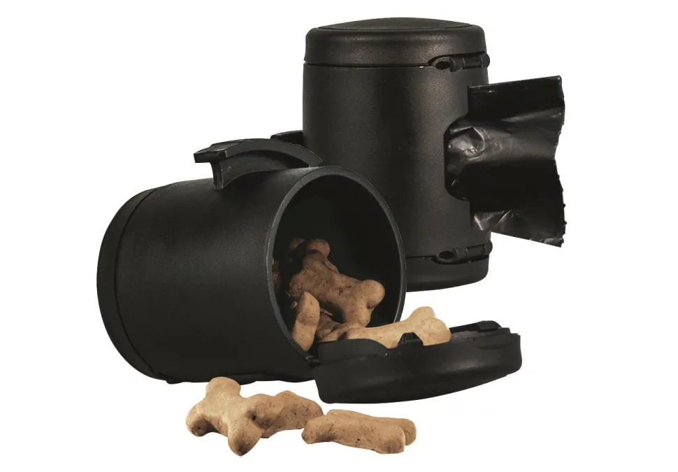 Flexi Multi-Box Retractable Dog Leash Attachment Compartment for Treats and Wastebags - Black