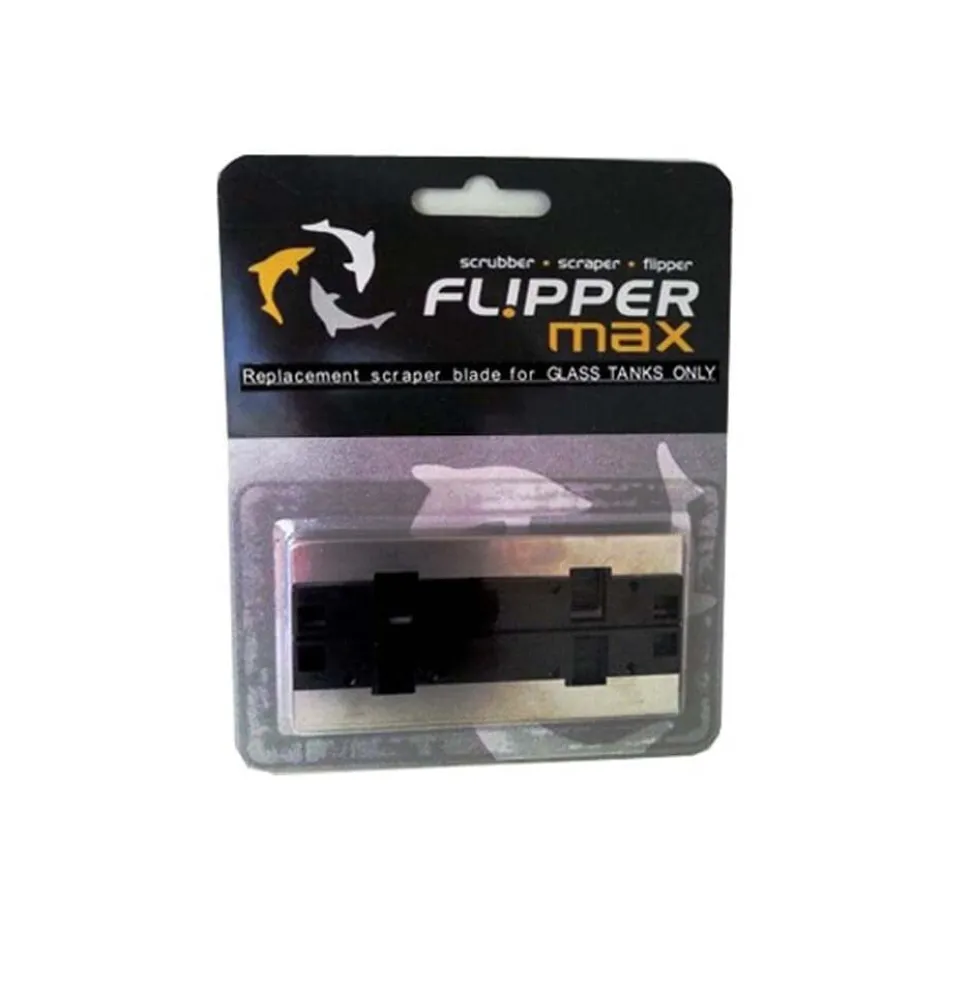Flipper Cleaner Stainless Steel Replacement Blades for Glass Aquariums - Black - Max, 2 Pack