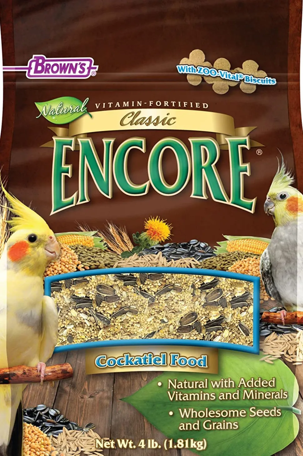 F.M. Brown's Encore Classic Natural Cockatiel Bird Food - 4 lb Bag