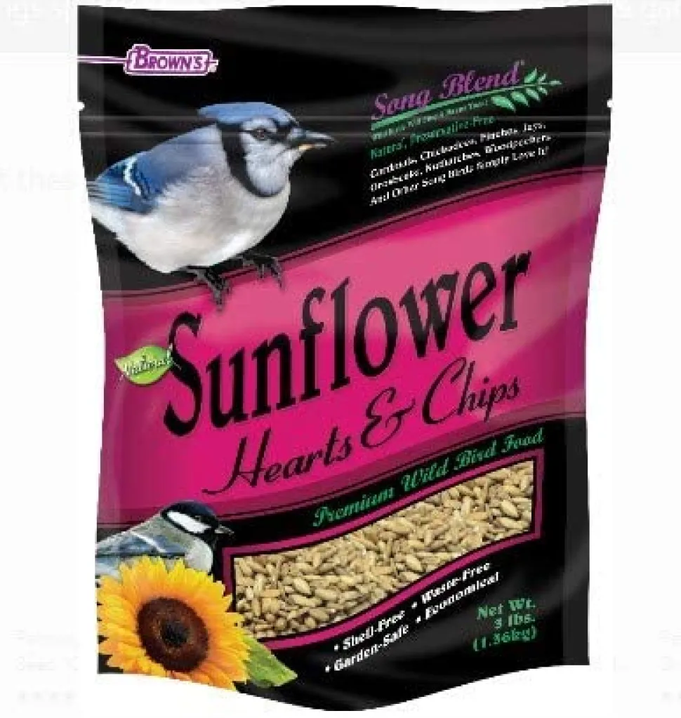 F.M. Brown's Sunflower Seeds Medium Hearts & Chips Wild Bird Food - 3 lb Bag
