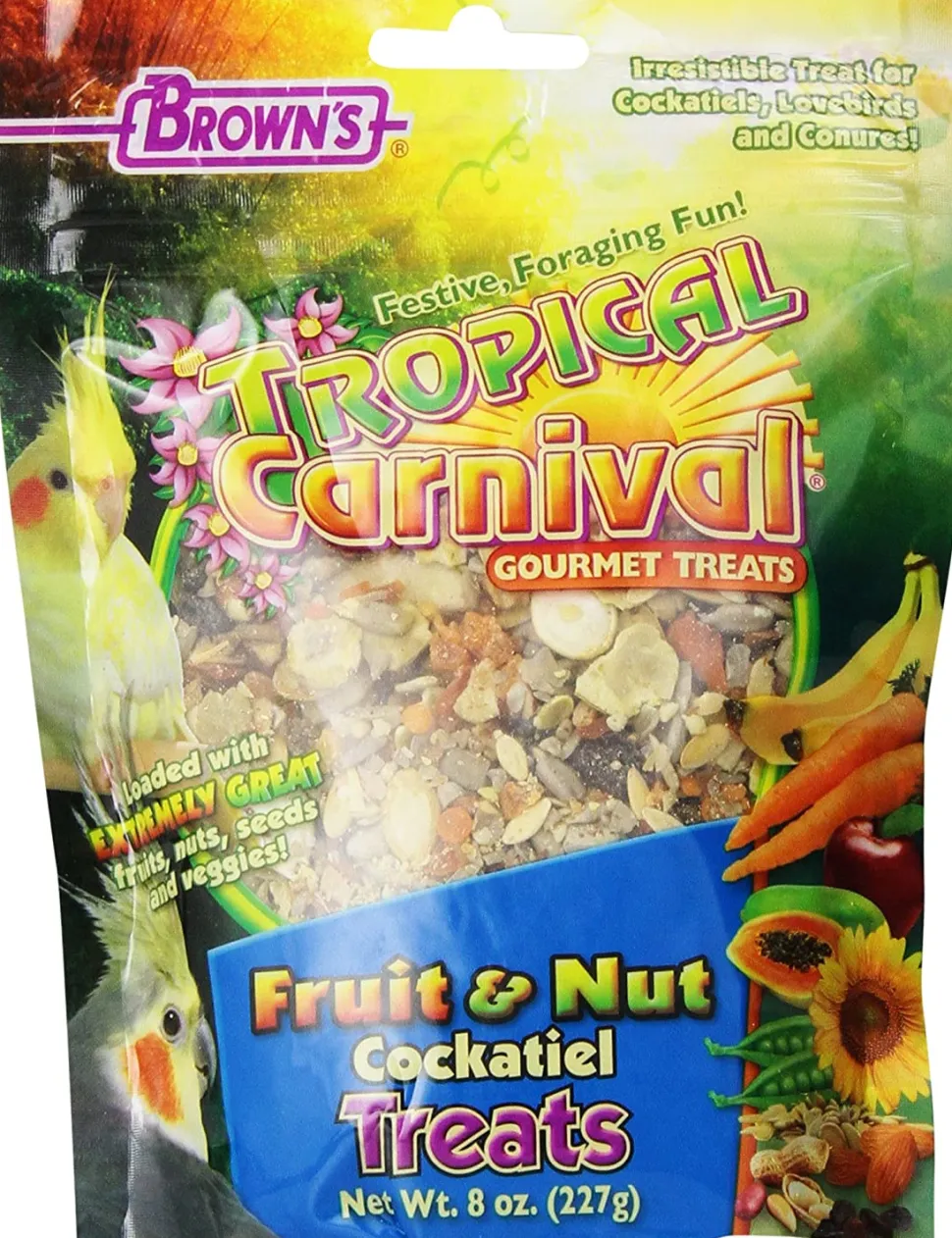 F.M. Brown's Super Premium Fruit & Nut Cockatiel Bird Treats - 8 oz