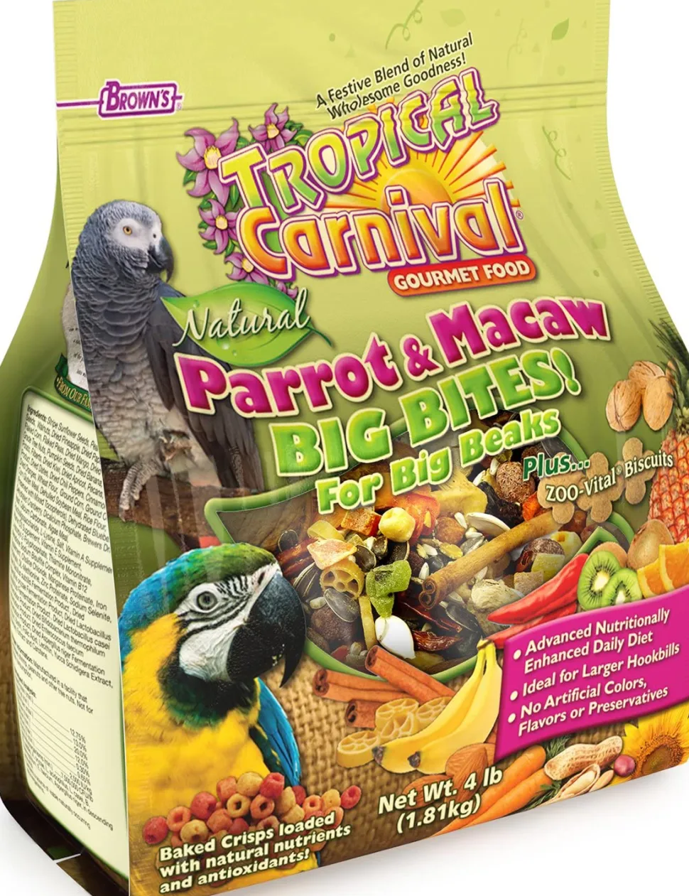 F.M. Brown's Tropical Carnival Natural Parrot/Macaw Bird Food - 4 lb Bag