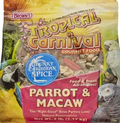 F.M. Brown's Tropical Carnival Chunky Caribbean Spice Parrot/Macaw Bird Food - 5 lb Bag