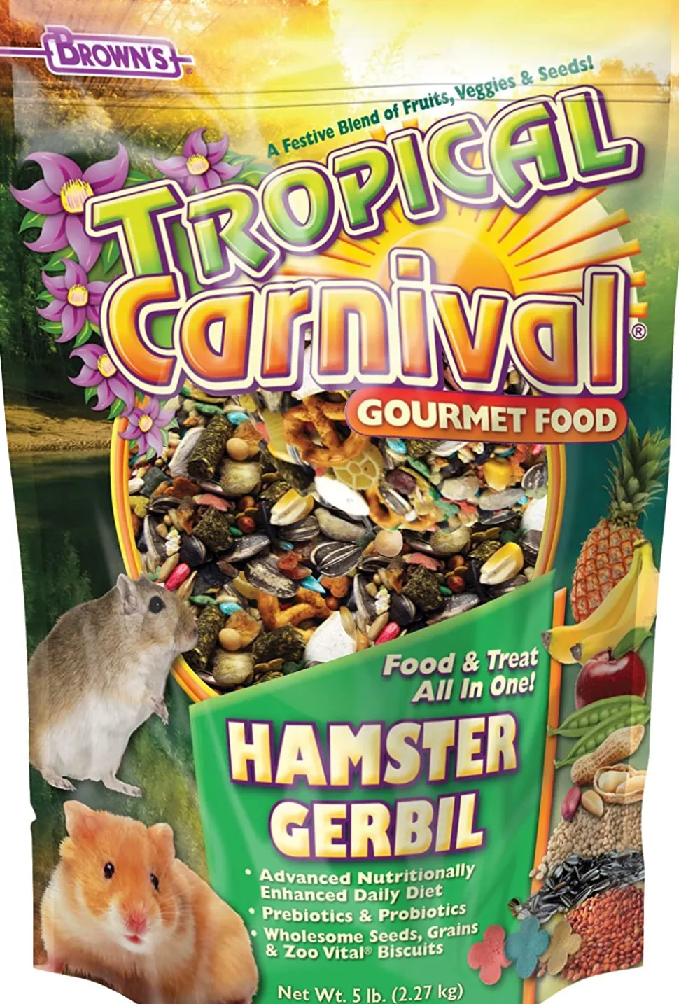 F.M. Brown's Tropical Carnival Hamster-Gerbil Gourmet Small Animal Food - 5 lb Bag