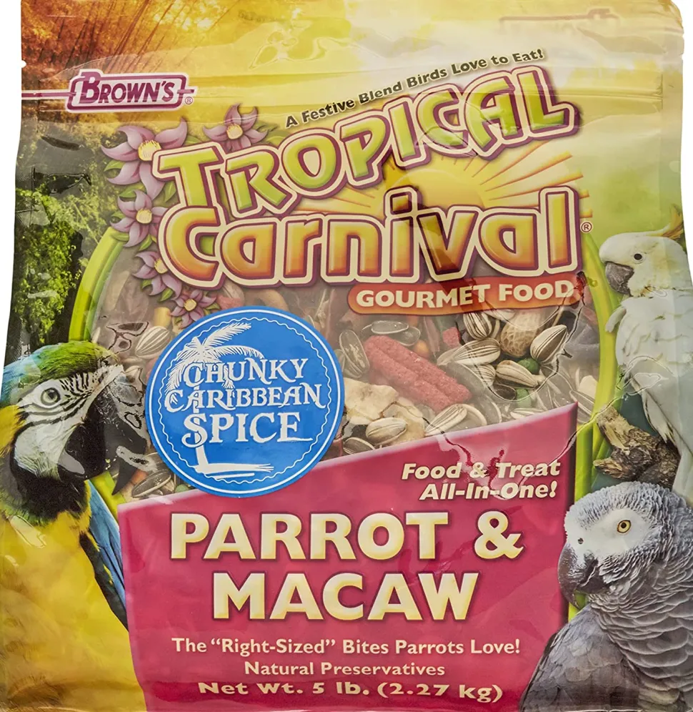 F.M. Brown's Tropical Carnival Chunky Caribbean Spice Parrot/Macaw Bird Food - 5 lb Bag