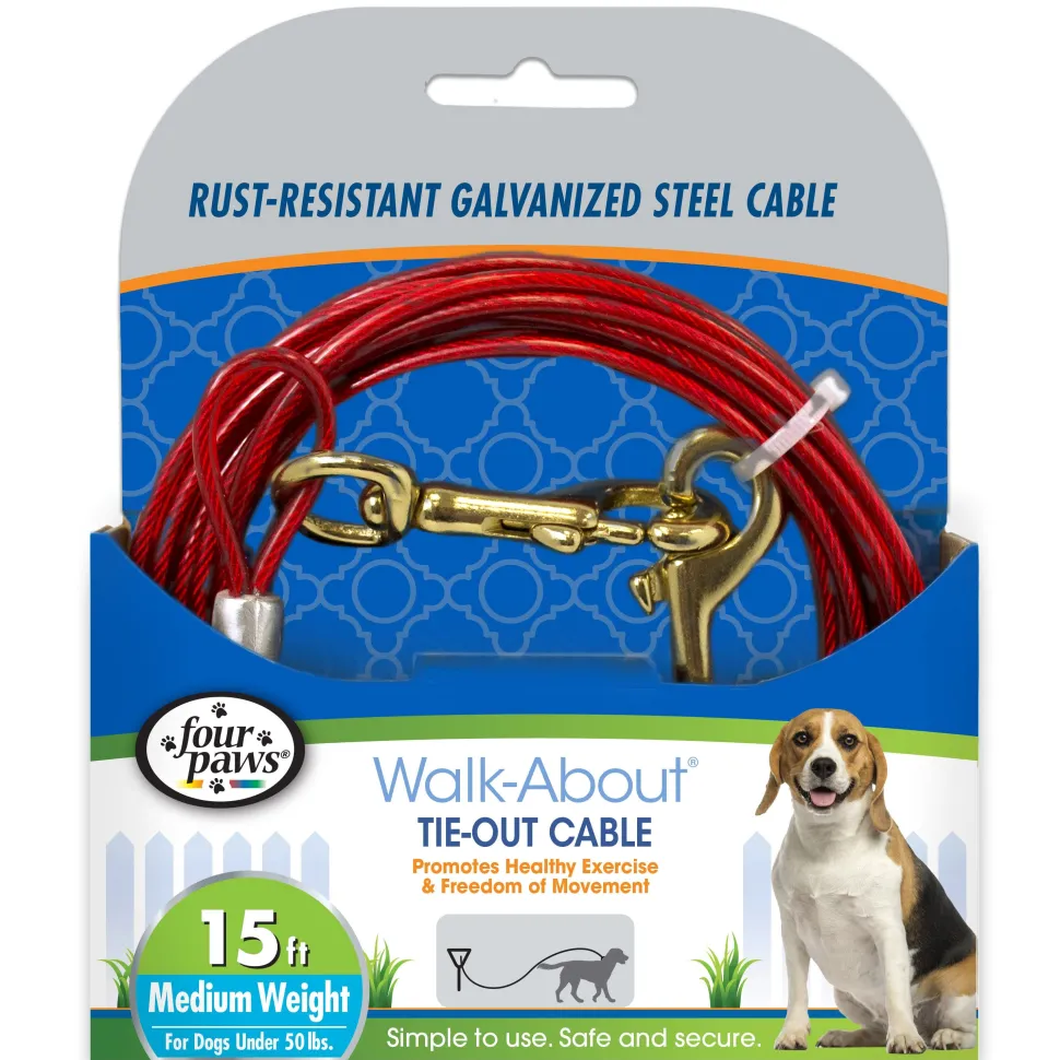 Four Paws Medium Weight Dog Tie Out Cable Red - 15 ft
