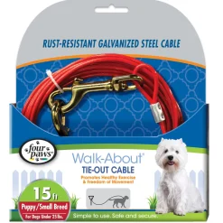 Four Paws Puppy Dog Tie Out Cable Red - Puppy (15 ft)