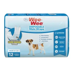 Four Paws Wee-Wee Disposable Male Dog Wraps 12 Count - Extra Small / Small